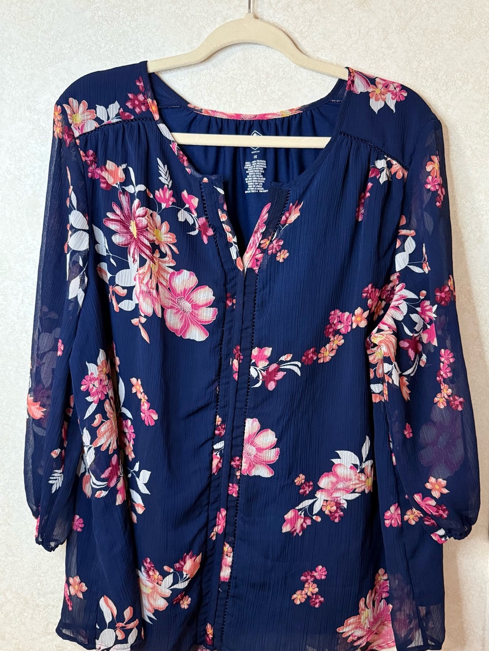 St. John's Bay Navy Floral Tunic Blouse